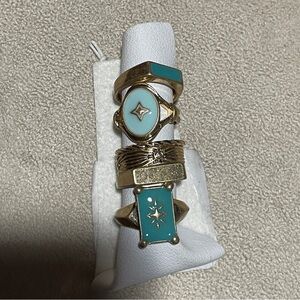 Free People‎ Gold and Turquoise Ring Set brand new